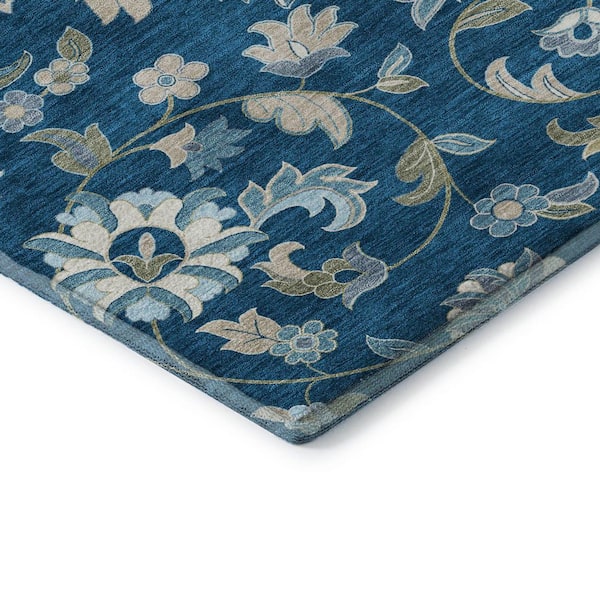 Mayfield Premium Machine Washable Abstract AMF1006 Navy 10 ft. x 14 ft. Area Rug