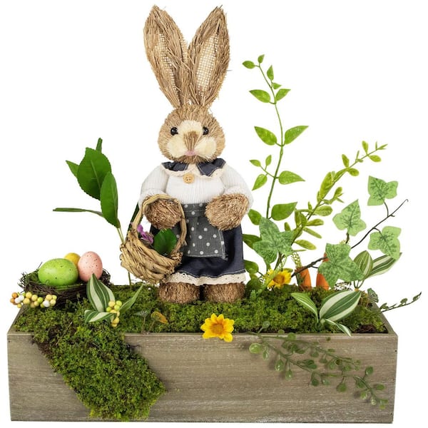 Boxed Garden Arrangement with Bunny Easter Decoration-17.25 in.