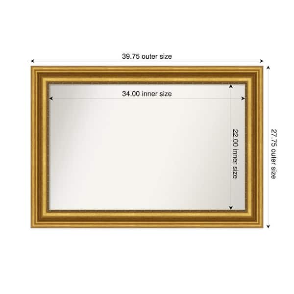 Amanti Art Parlor Gold 39.75 in. x 27.75 in. Custom Non-Beveled Recycled Polystyrene Framed Bathroom Vanity Wall Mirror