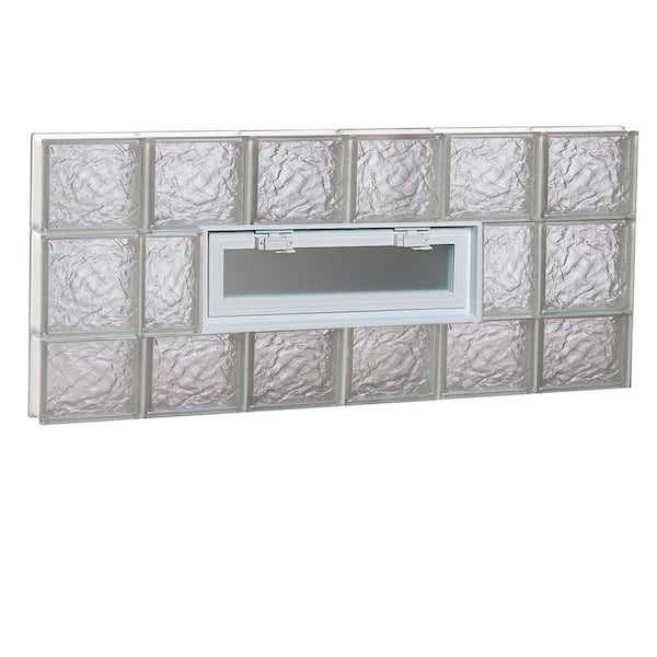 Clearly Secure 46.5 in. x 19.25 in. x 3.125 in. Frameless Ice Pattern Vented Glass Block Window