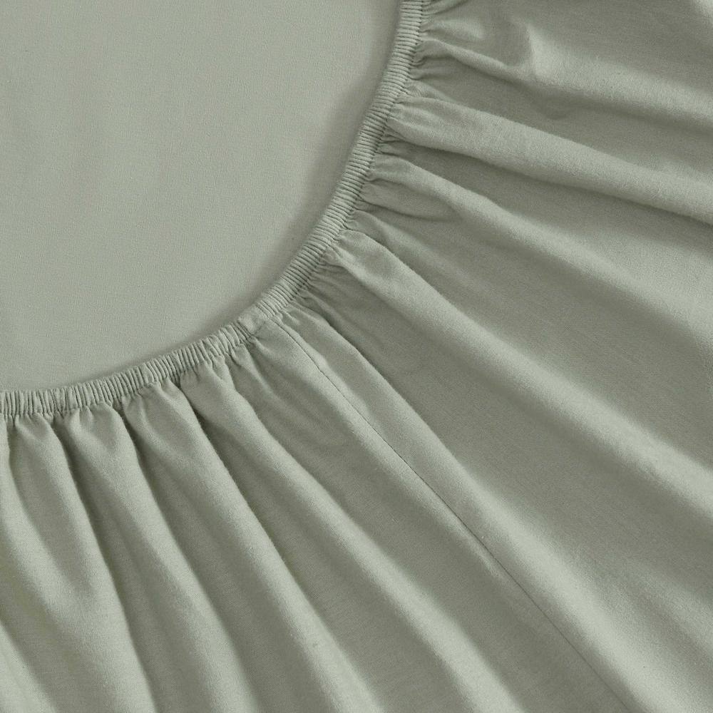 Queen Green Cotton Percale Deep Pocket Sheet Set