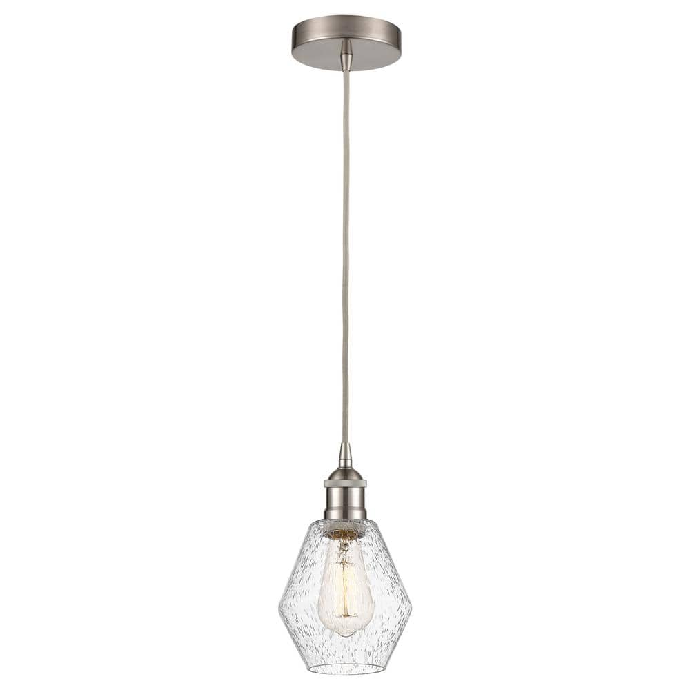 Cindyrella 60-Watt 1-Light Brushed Satin Nickel Standard Mini Pendant Light with Seeded Glass Shade, No Bulbs Included price history on PriceWatchPro