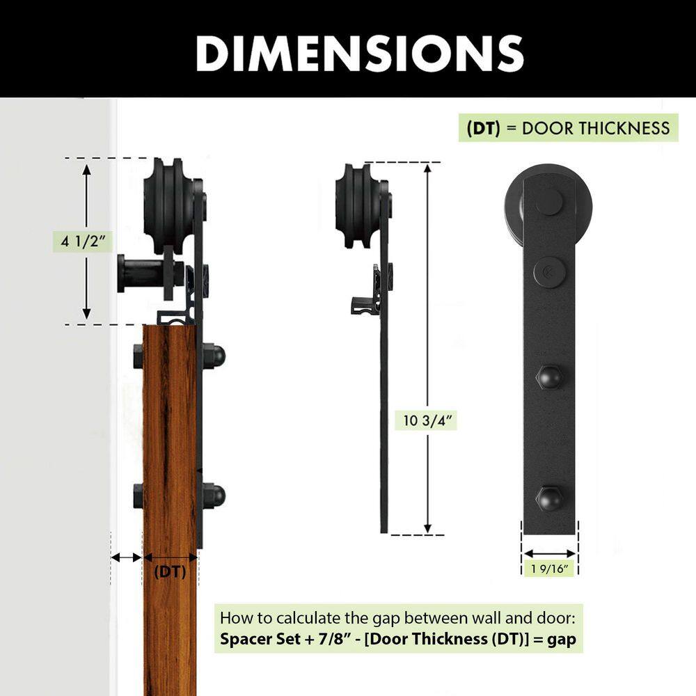 Black Rustic Double Door Sliding Barn Hardware Kit, 4.5ft Track