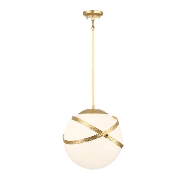 Batignolles 60-Watt 1-Light Spring Gold Mini Pendant Light with White Glass Shade, No Bulbs Included