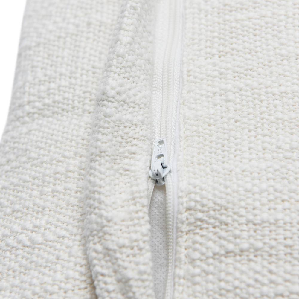 18" White Cotton Polyester Square Throw Pillow with Scallop Pattern