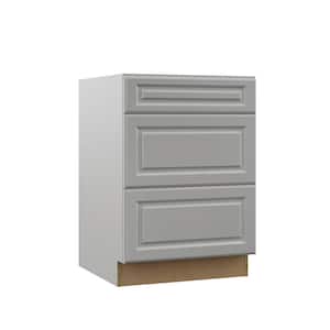 Designer Series Elgin Assembled 24x34.5x23.75 in. Drawer Base Kitchen Cabinet in Heron Gray