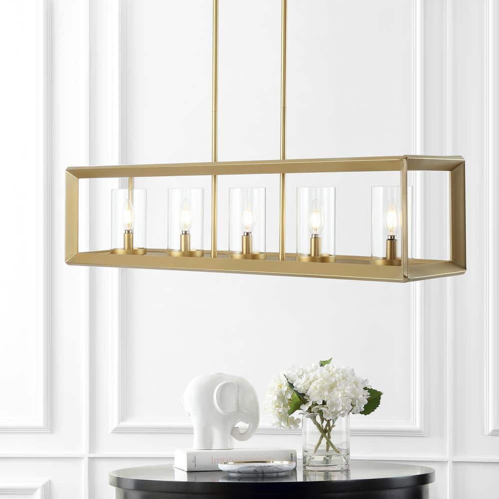 Anna 38.5" Gold Brass Glass LED Pendant Light