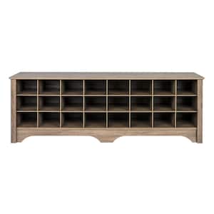 60 in. Drifted Gray Shoe Cubby Bench