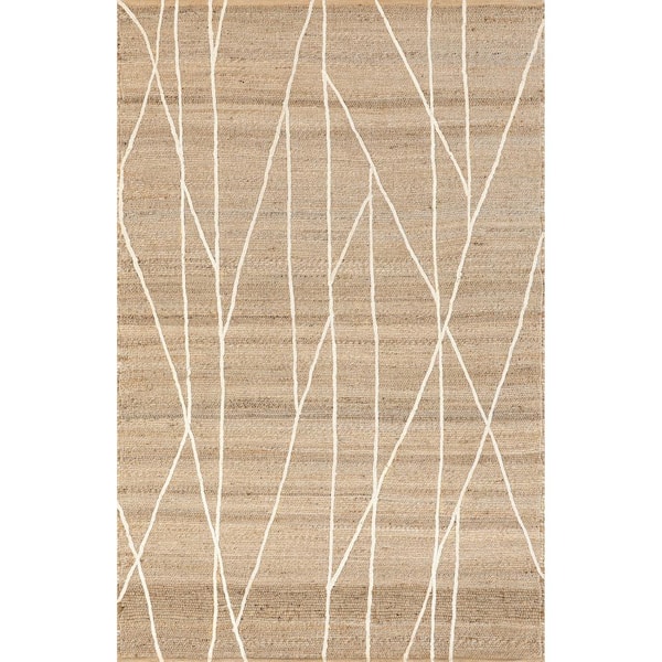 nuLOOM Delphine Modern Lines Jute Natural 8 ft. x 10 ft. Area Rug