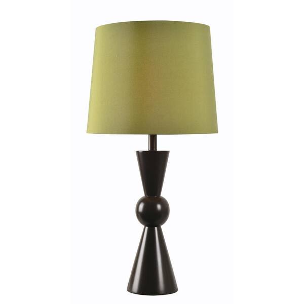 Kenroy Home Valetta 30 in. Black Outdoor Table Lamp with Green Shade Tapered Shade