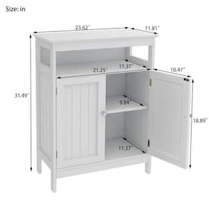 23.62 in. W x 11.81 in. D x 31.5 in. H White MDF Freestanding Bathroom Storage Linen Cabinet