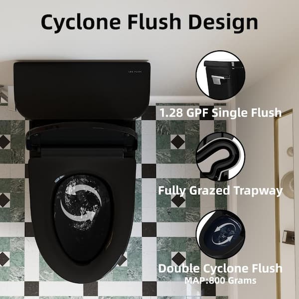 Los Flexi 21 in. Extra Tall Toilet 2-Piece, Glossy Black, 1.28 GPF