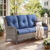 moosprr 3-Seat Gray PE Wicker Outdoor Couch with Blue Cushions and Curved Arm Design MS015-1CZ