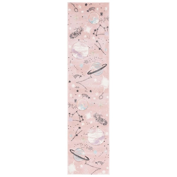 Carousel Kids 2 ft. x 8 ft. Pink/Purple Galaxy Runner Rug