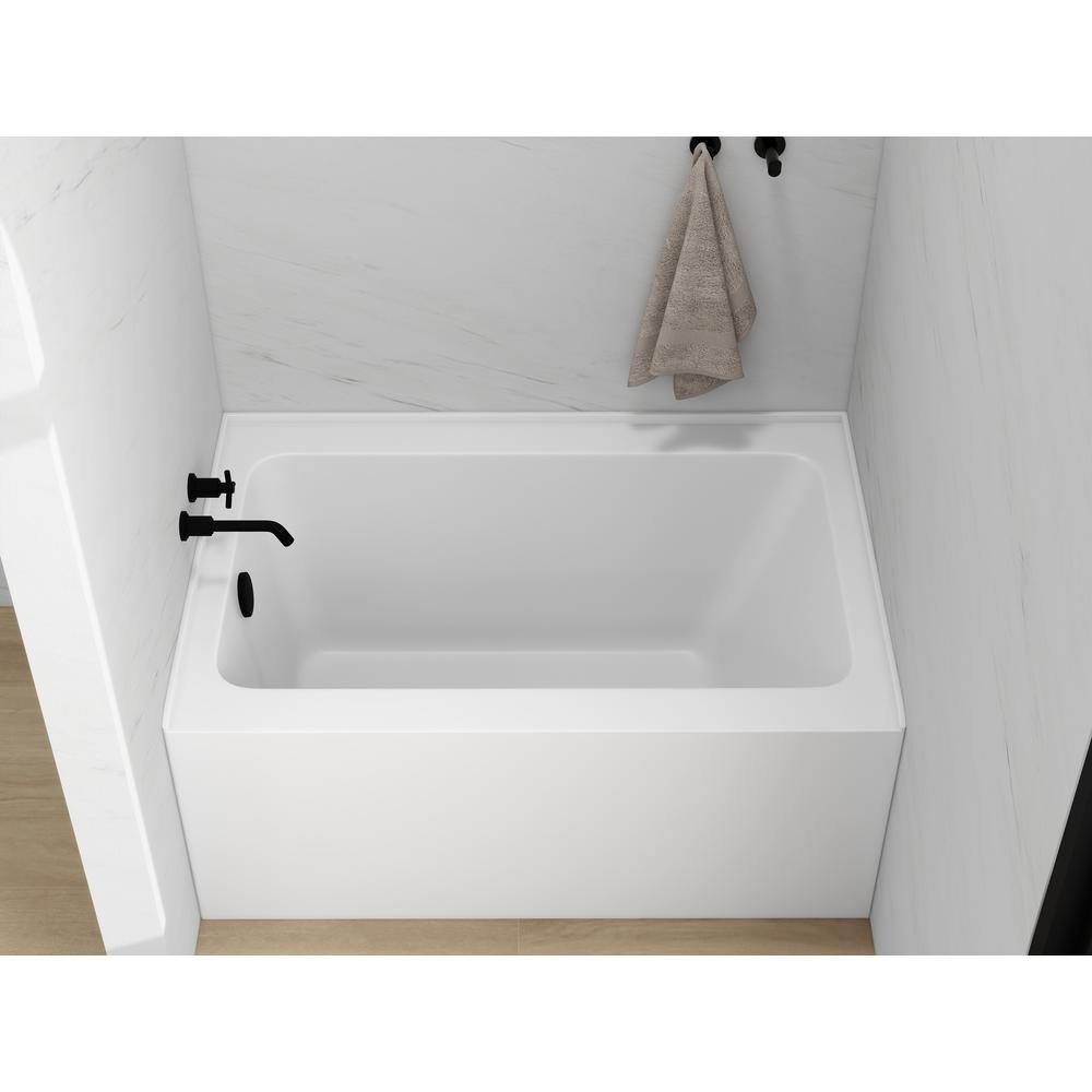 White Acrylic Alcove Skirt Bathtub with Left Drain