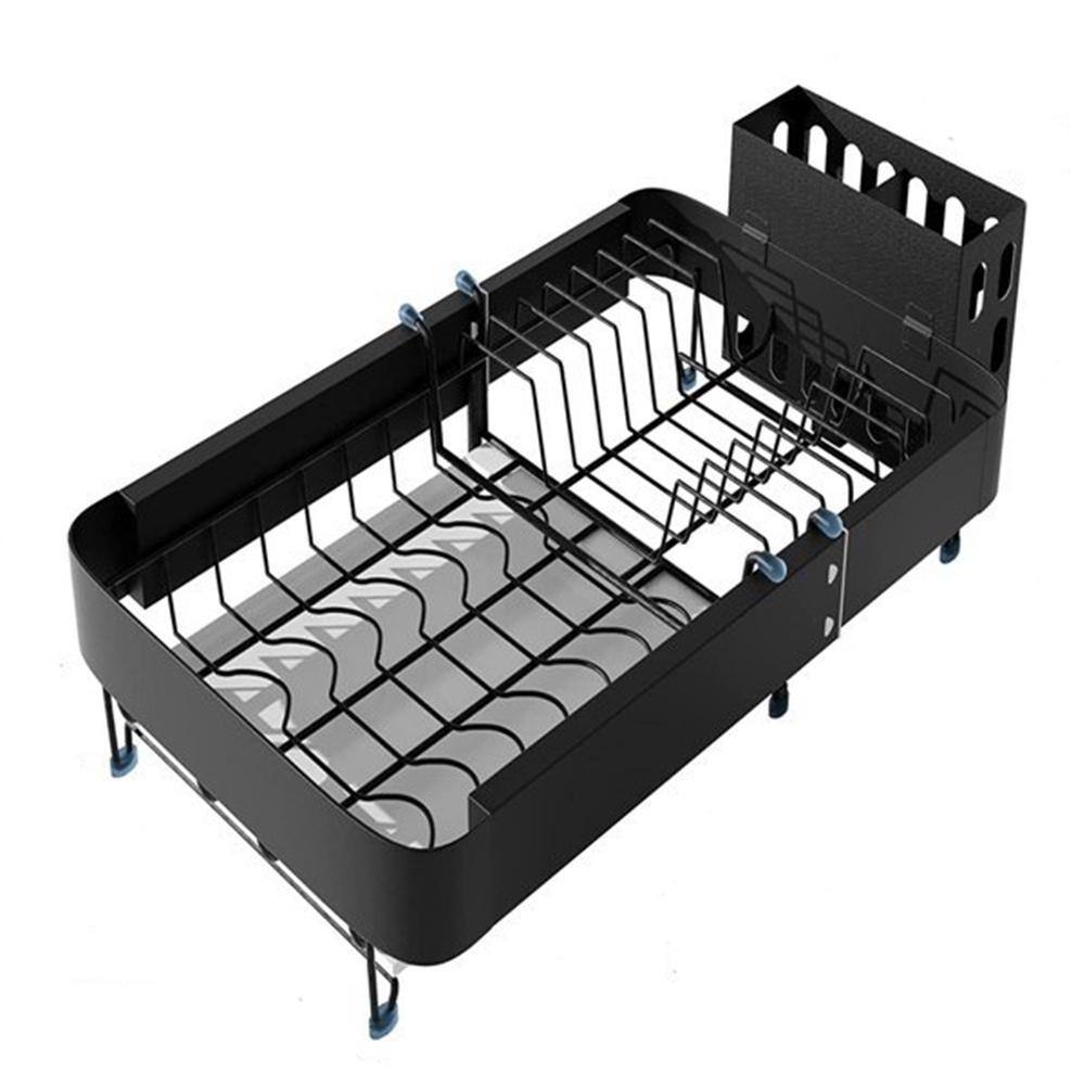  SNTD Large Dish Drying Rack - Extendable Dish Rack for Kitchen  Counter, Stainless Steel Dish Drainer with Drainboard and Cutlery Holder,  Black: Home & Kitchen