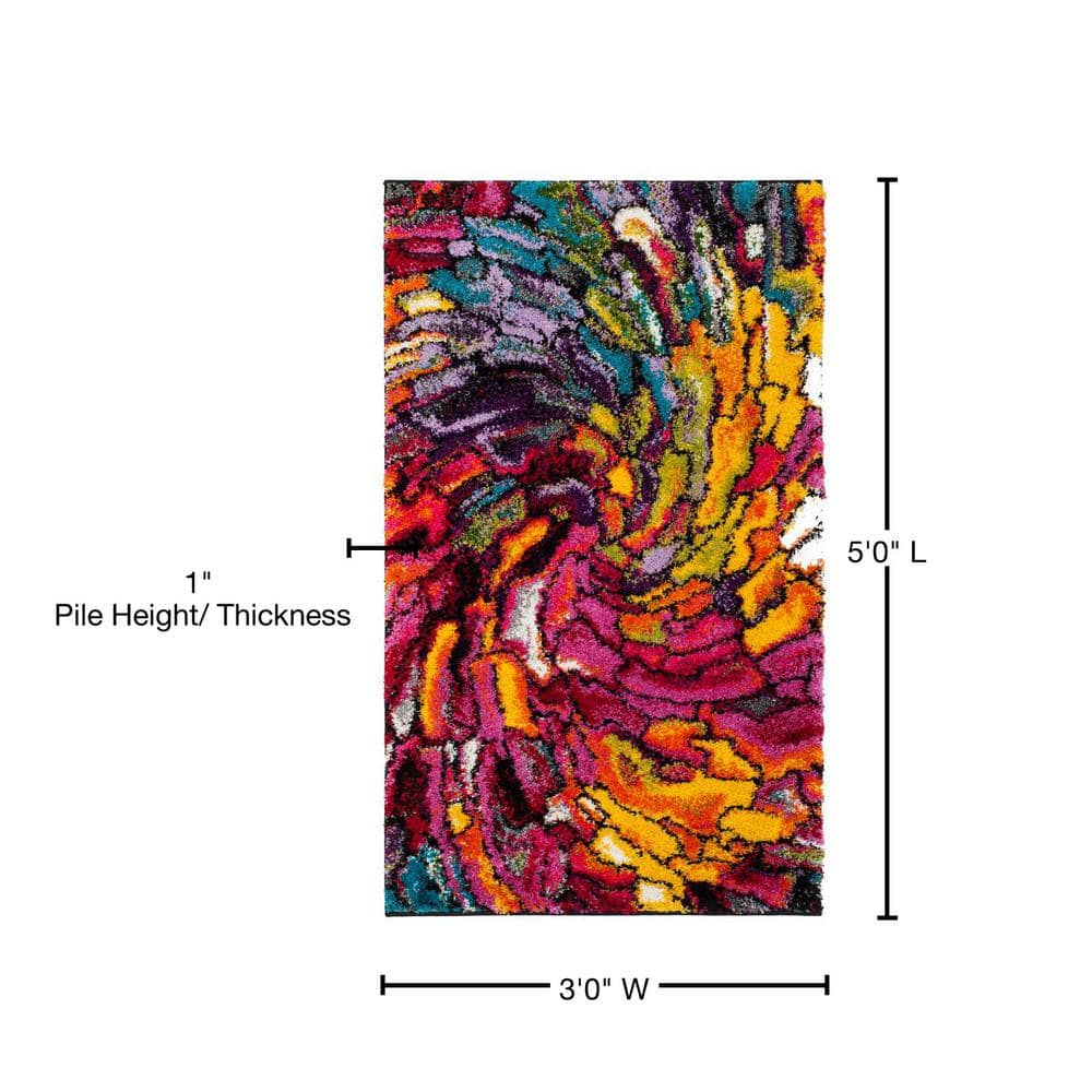Fiesta Multi-Color Abstract Shag Area Rug