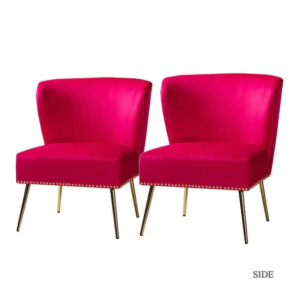 JAYDEN CREATION Basilio Fushia Accent Chair with Nailhead Trim (Set of 2)