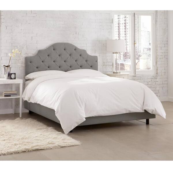 Unbranded Jones Linen Grey Full Tufted Notched Bed