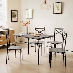5-Piece Dining Table Set Modern Rectangular Dining Table and 4 Dining Chairs Set