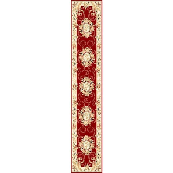 SAFAVIEH Lyndhurst Red/Ivory 2 ft. x 14 ft. Floral Medallion Border Runner Rug