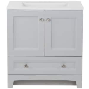 Delridge 30 in. W x 19 in. D Bath Vanity in Pearl Gray with Cultured Marble Vanity Top in White with White Sink