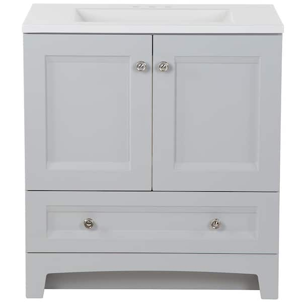 Delridge 31 in. Single Sink Pearl Gray Bath Vanity with White Cultured Marble Top (Assembled)