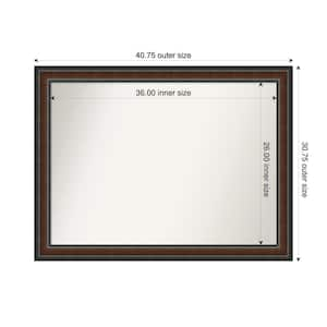 Cyprus Walnut 40.75 in. x 30.75 in. Custom Non-Beveled Wood Framed Bathroom Vantiy Wall Mirror