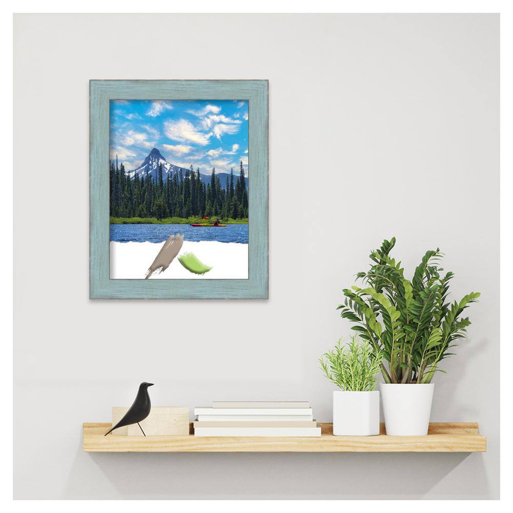 Sky Blue Distressed Wood Single Photo Frame 16" x 13"