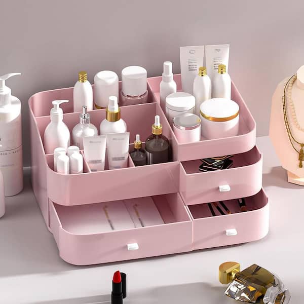 Pink 13.5 in. x 6 in. Plastic Modern Jewelry Organizer