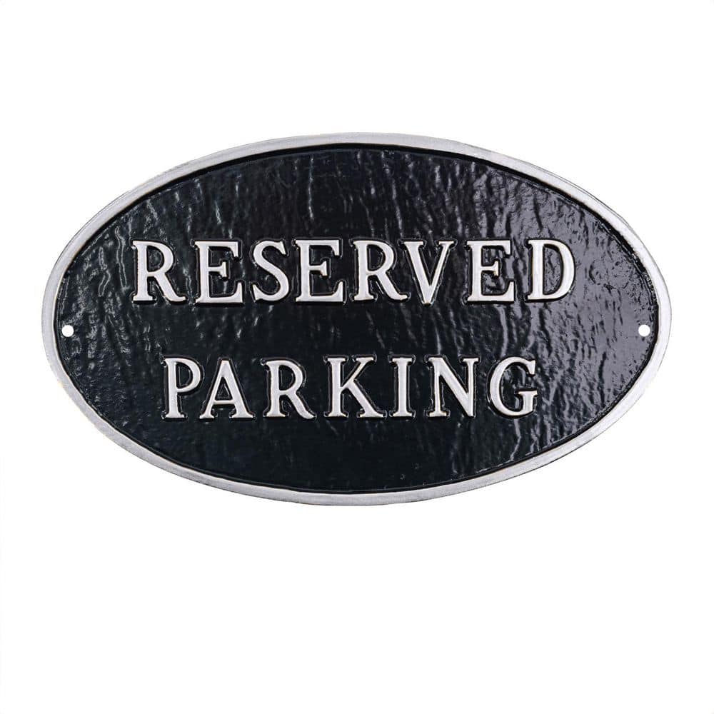 "10"" x 18"" Large Oval Reserved Parking Statement Plaque Sign-Black/Silver" price history on PriceWatchPro