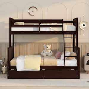 Espresso Twin-Over-Full Bunk Bed with Ladders and 2-Storage Drawers