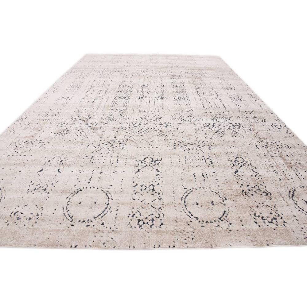 Elegant Quincy Chateau Beige Medallion 10' x 14' Easy-Care Rug