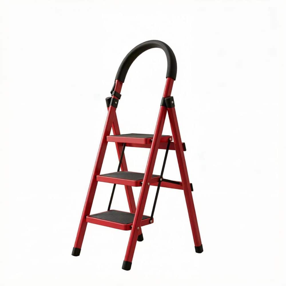 3 ft. Carbon Steel Lightweight Step Ladder (8 ft. Reach), 330 lbs. Load Capacity with Non-Marring Feet and Shelf, Red price history on PriceWatchPro