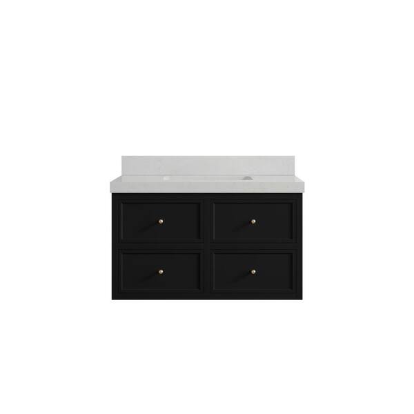 Willow Collections Roswell 36 in. Single Sink Freestanding Black Bath Vanity with Carrara Qt. Top Unassembled