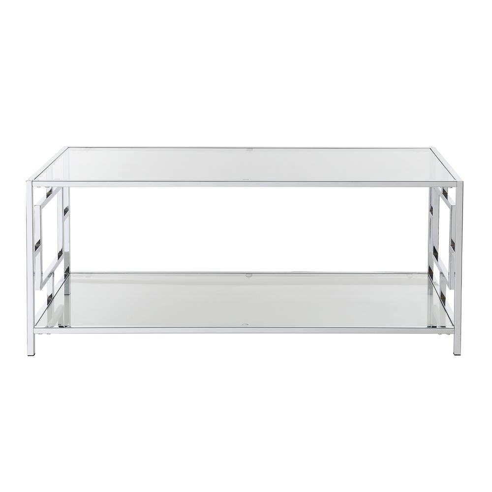 Town Square Chrome and Glass Coffee Table with Two Shelves