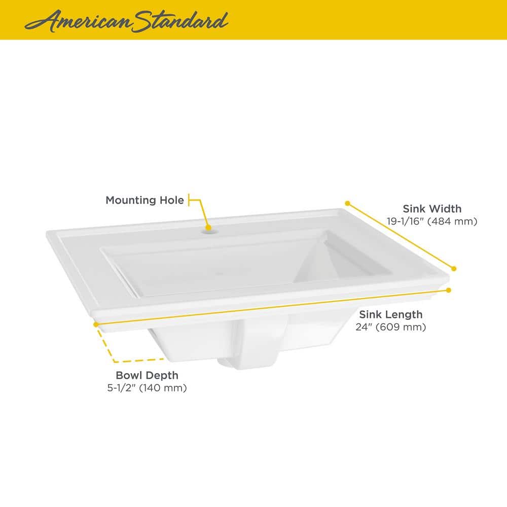 Town Square White Ceramic Rectangular Drop-In Bathroom Sink