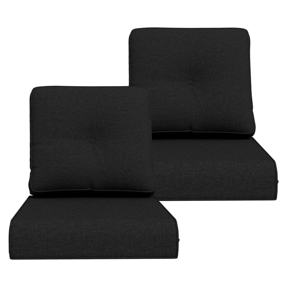 22 in. x 24 in. Outdoor Deep Seating Outdoor Lounge Chair Cushion Set in Black for Chair or Sofa (2-Set) price history on PriceWatchPro