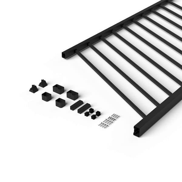 Contemporary 42 in. x 96 in. Textured Black Aluminum Pre-Assembled Stair Railing Kit