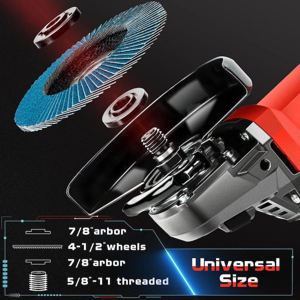 Angel Sar 4-1/2 in. 12000 RPM Angle Grinder, Non-Slip Handle