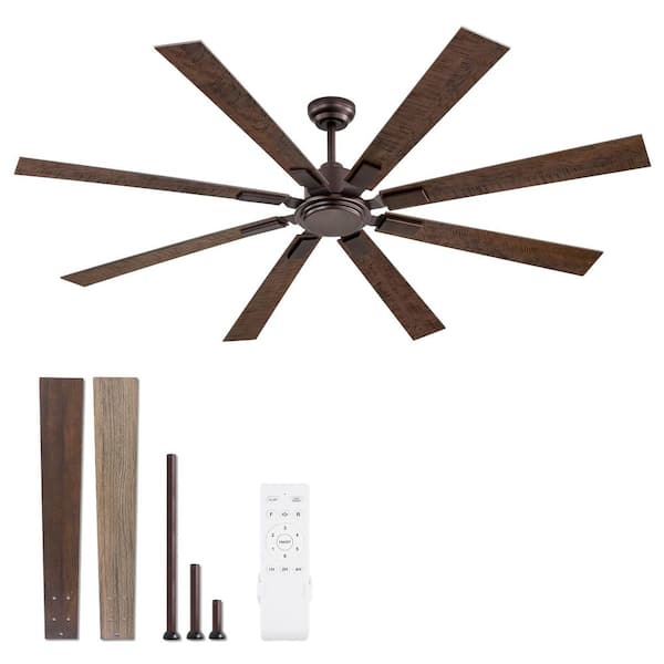 72 in. Bronze Standard Ceiling Fan No Light-6-Speed Quiet DC Motor, Downrod & Angled Mount for Indoor/Outdoor Patios