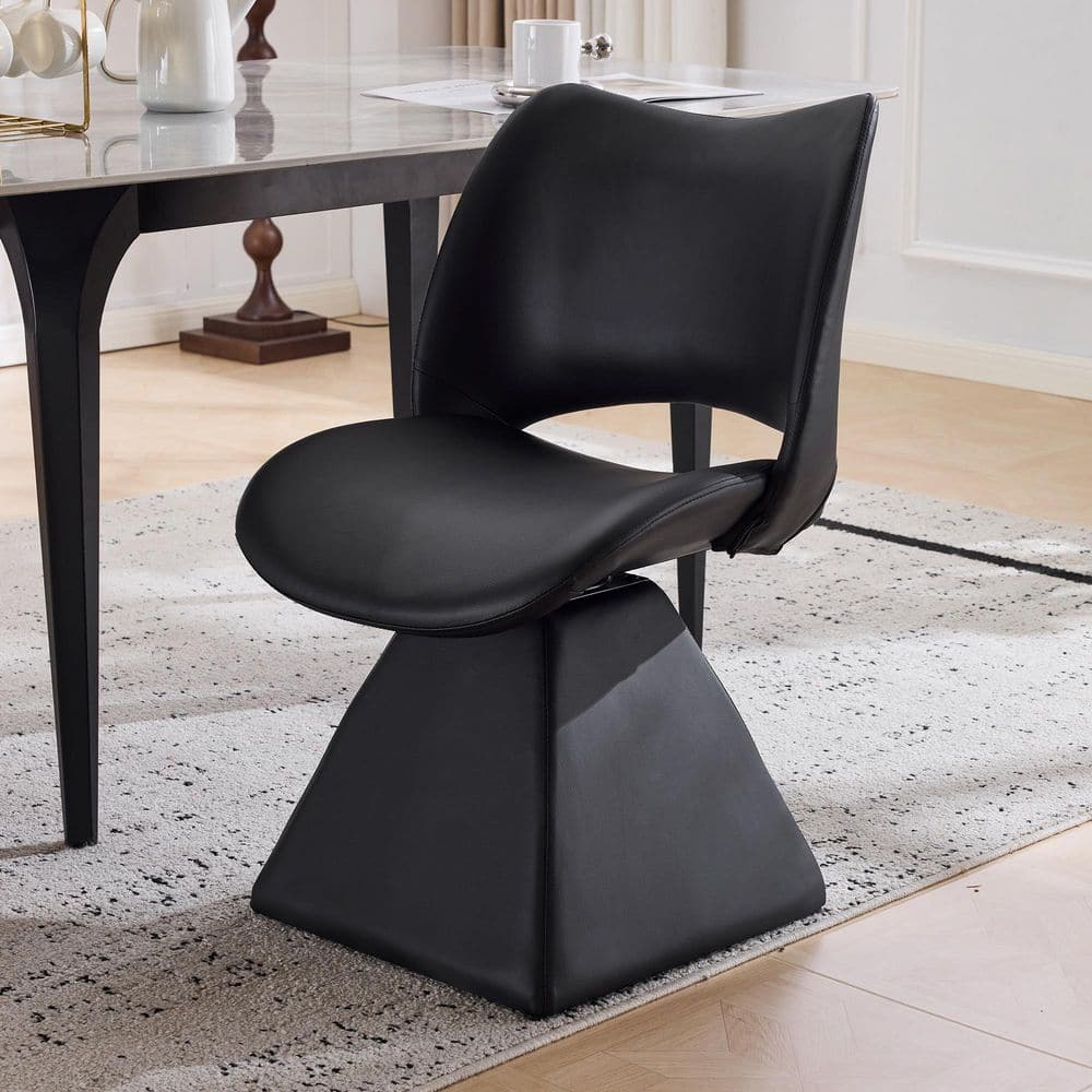 Louise Minimalist Black Faux Leather Upholstered Swivel Dining Chair Set of 1 price history on PriceWatchPro