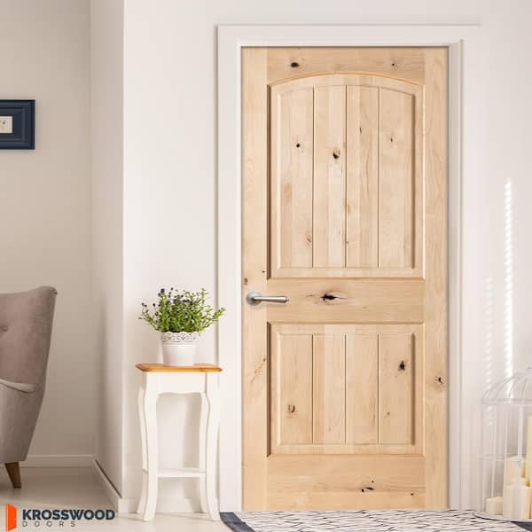 DIY RTA Kit 30in.x80in. Knotty Alder 2Panel Right-Hand TopArch VG Unfinished Wood Single Ready To Assemble Interior Door