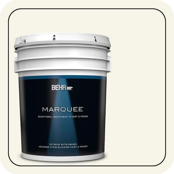 BEHR MARQUEE 5 gal. #400E-1 Mirage White Satin Enamel Exterior Paint & Primer