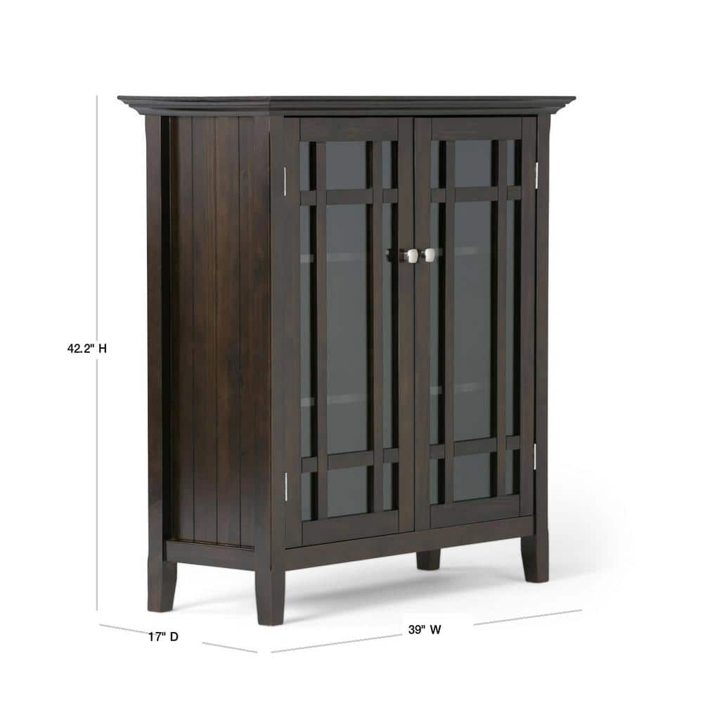 Transitional Dark Tobacco Brown Solid Pine Adjustable Cupboard