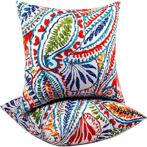 Outdoor Pillows for 18 in. x 18 in. Square Throw Pillows with Insert (Pack  of 2) in Lemon Blossom Blue B0BVQN9BXL - The Home Depot