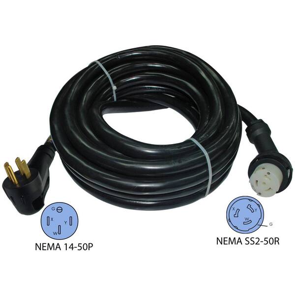 Conntek 25 ft.6/3+8/1 RV 50 Amp Detachable Power Supply Cord with Ergo Grip and Light Indicator