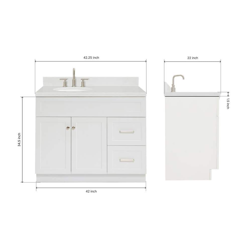 Hamlet 42" White Quartz Single Basin Freestanding Vanity Set