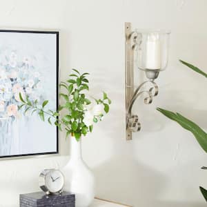 24 in. Silver Metal Single Candle Wall Sconce