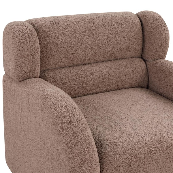 Harper & Bright Designs Brown 360° Swivel Teddy Short Plush Particle Velvet Accent Armchair with Ottoman and Lumbar Throw Pillow